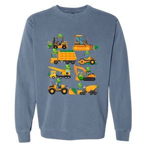 Construction Vehicle St Patricks Day Shamrock Funny Truck Gift Garment-Dyed Sweatshirt