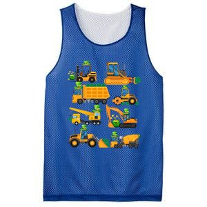 Construction Vehicle St Patricks Day Shamrock Funny Truck Gift Mesh Reversible Basketball Jersey Tank