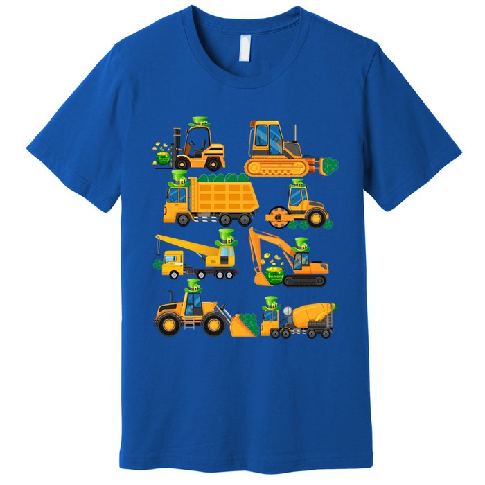 Construction Vehicle St Patricks Day Shamrock Funny Truck Gift Premium T-Shirt