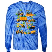 Construction Vehicle St Patricks Day Shamrock Funny Truck Gift Tie-Dye Long Sleeve Shirt