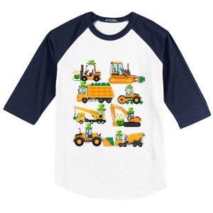 Construction Vehicle St Patricks Day Shamrock Funny Truck Gift Baseball Sleeve Shirt