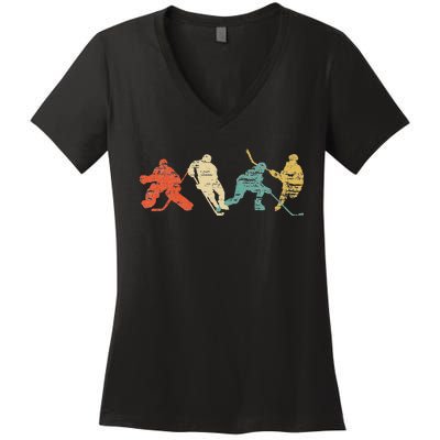 Classic Vintage Style Ice Hockey Women's V-Neck T-Shirt