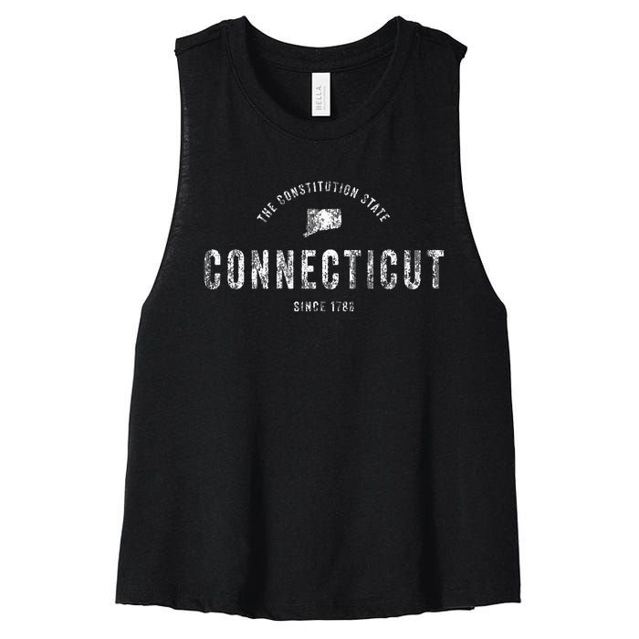 Connecticut Vintage Sports Design Women's Racerback Cropped Tank