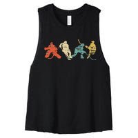 Classic Vintage Style Ice Hockey Women's Racerback Cropped Tank