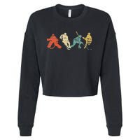 Classic Vintage Style Ice Hockey Cropped Pullover Crew