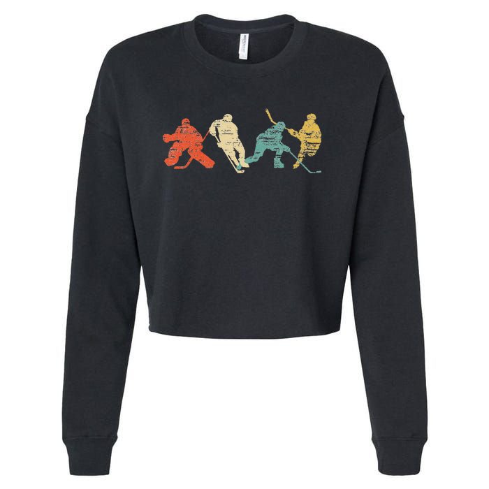 Classic Vintage Style Ice Hockey Cropped Pullover Crew