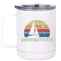 Connecticut Vintage Sailboat 70s Throwback Sunset 12 oz Stainless Steel Tumbler Cup