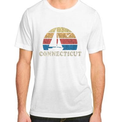 Connecticut Vintage Sailboat 70s Throwback Sunset Adult ChromaSoft Performance T-Shirt