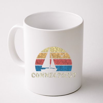 Connecticut Vintage Sailboat 70s Throwback Sunset Coffee Mug