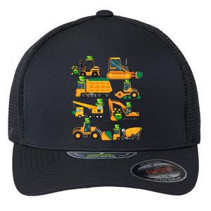 Construction Vehicle St Patricks Day Shamrock Funny Truck Gift Flexfit Unipanel Trucker Cap