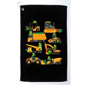 Construction Vehicle St Patricks Day Shamrock Funny Truck Gift Platinum Collection Golf Towel