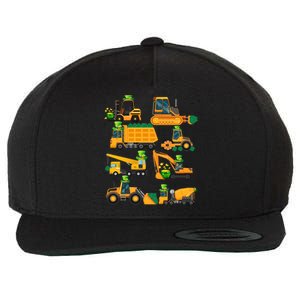 Construction Vehicle St Patricks Day Shamrock Funny Truck Gift Wool Snapback Cap