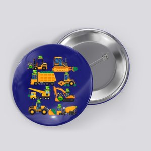 Construction Vehicle St Patricks Day Shamrock Funny Truck Gift Button