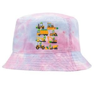 Construction Vehicle St Patricks Day Shamrock Funny Truck Gift Tie-Dyed Bucket Hat