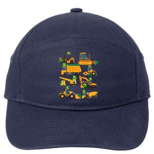 Construction Vehicle St Patricks Day Shamrock Funny Truck Gift 7-Panel Snapback Hat