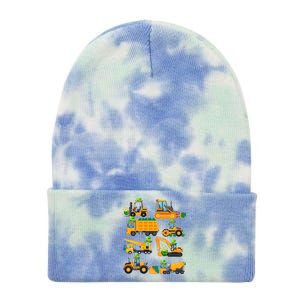 Construction Vehicle St Patricks Day Shamrock Funny Truck Gift Tie Dye 12in Knit Beanie