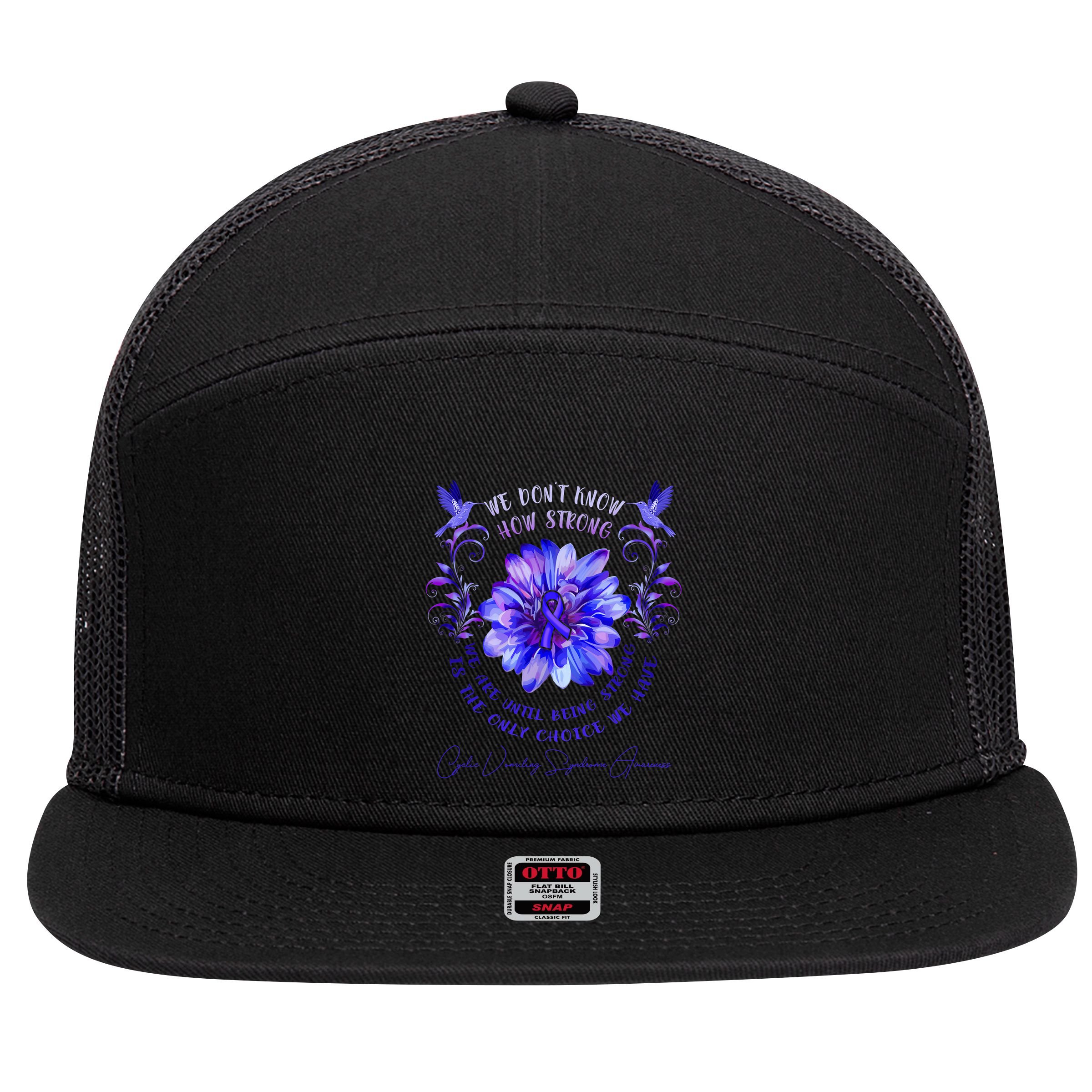 Cyclic Vomiting Syndrome Awareness Flower We DonT Know How 7 Panel Mesh Trucker Snapback Hat