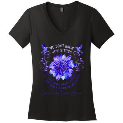 Cyclic Vomiting Syndrome Awareness Flower We DonT Know How Women's V-Neck T-Shirt