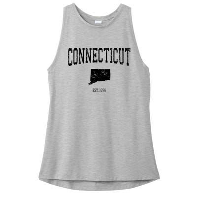 Connecticut Vintage Sports Design Ct Ladies PosiCharge Tri-Blend Wicking Tank