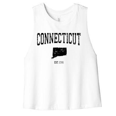 Connecticut Vintage Sports Design Ct Women's Racerback Cropped Tank