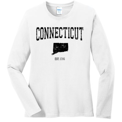 Connecticut Vintage Sports Design Ct Ladies Long Sleeve Shirt