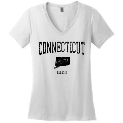 Connecticut Vintage Sports Design Ct Women's V-Neck T-Shirt