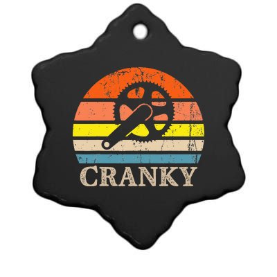 Cranky Vintage Sun Bicycle Lovers Cycling Bike Ceramic Star Ornament