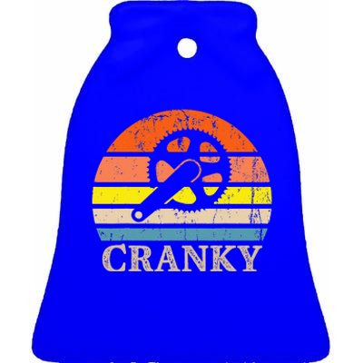 Cranky Vintage Sun Bicycle Lovers Cycling Bike Ceramic Bell Ornament