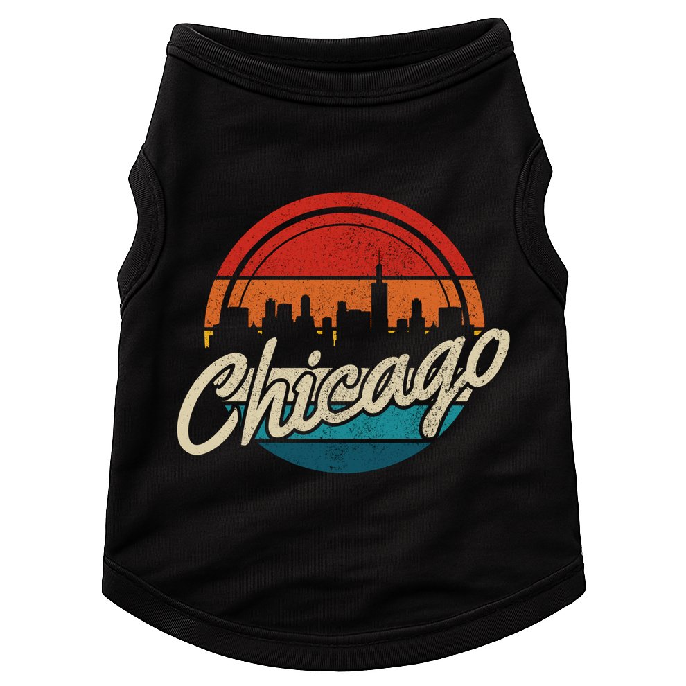 Chicago Vintage Skyline Retro Illinois Pride Gift Doggie Tank