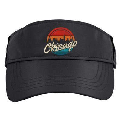 Chicago Vintage Skyline Retro Illinois Pride Gift Adult Drive Performance Visor