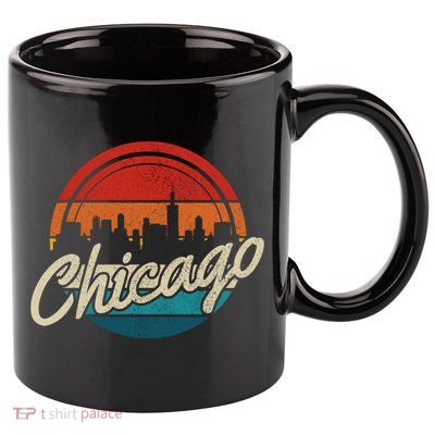 Chicago Vintage Skyline Retro Illinois Pride Gift 11oz C Handle Ceramic Mug