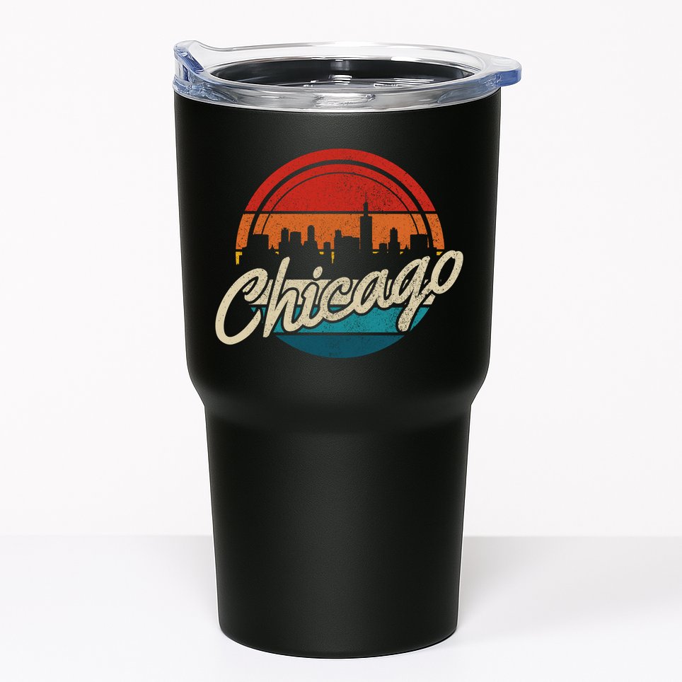 Chicago Vintage Skyline Retro Illinois Pride Gift Tumbler