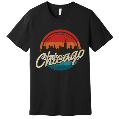 Chicago Vintage Skyline Retro Illinois Pride Gift Premium T-Shirt