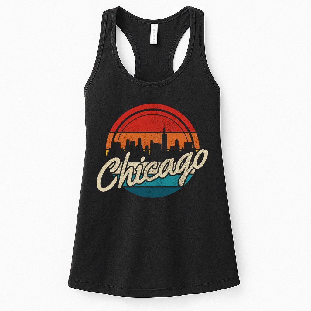 Chicago Vintage Skyline Retro Illinois Pride Gift Womens Tank Top