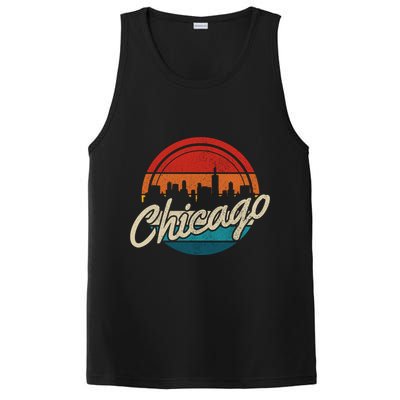 Chicago Vintage Skyline Retro Illinois Pride Gift PosiCharge Competitor Tank