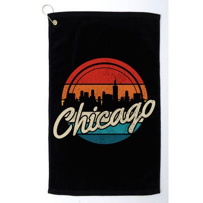 Chicago Vintage Skyline Retro Illinois Pride Gift Golf Towel