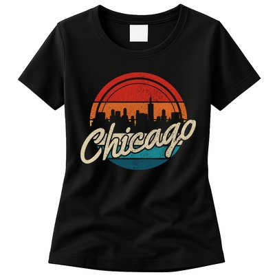 Chicago Vintage Skyline Retro Illinois Pride Gift Womens T-Shirt