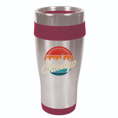 Chicago Vintage Skyline Retro Illinois Pride Gift 16oz Travel Tumbler