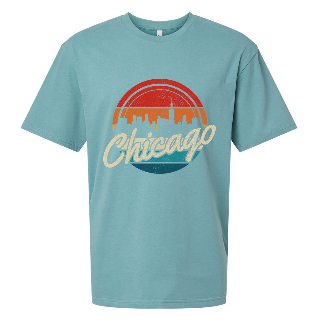 Chicago Vintage Skyline Retro Illinois Pride Gift Sueded Cloud Jersey T-Shirt