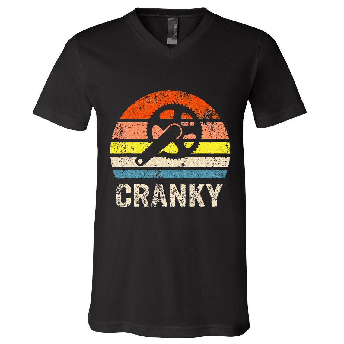 Cranky Vintage Sun Funny Bicycle Lovers Cycling Cranky V-Neck T-Shirt
