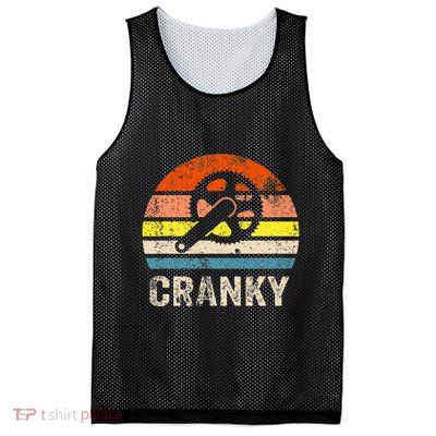 Cranky Vintage Sun Funny Bicycle Lovers Cycling Cranky Mesh Reversible Basketball Jersey Tank