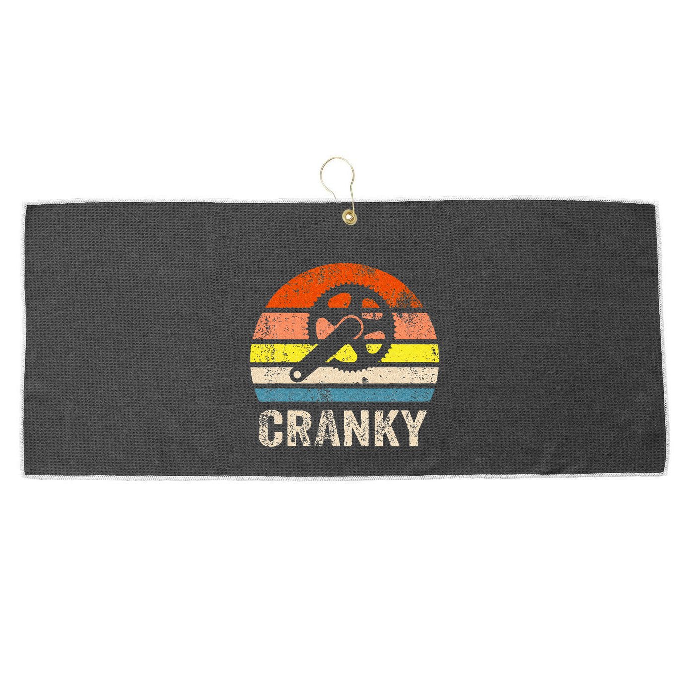Cranky Vintage Sun Funny Bicycle Lovers Cycling Cranky Large Microfiber Waffle Golf Towel