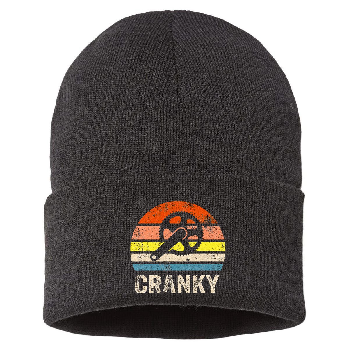Cranky Vintage Sun Funny Bicycle Lovers Cycling Cranky Sustainable Knit Beanie