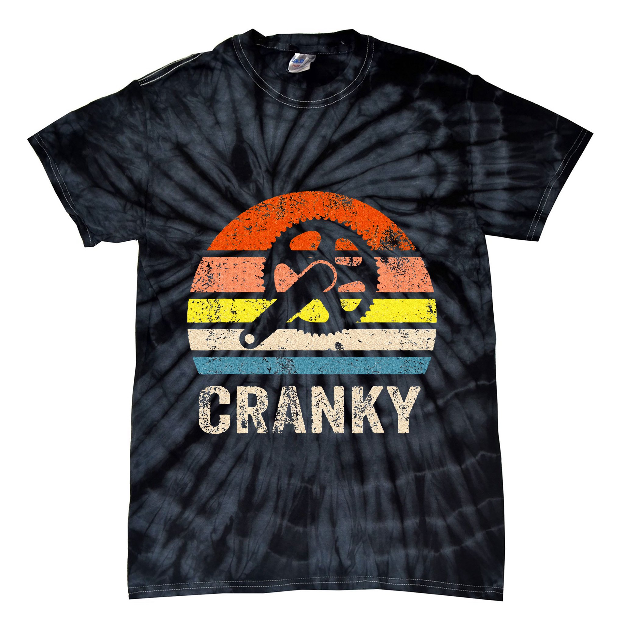 Cranky Vintage Sun Funny Bicycle Lovers Cycling Cranky Tie-Dye T-Shirt