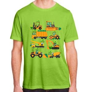 Construction Vehicle St Patricks Day Shamrock Funny Truck Cool Gift Adult ChromaSoft Performance T-Shirt