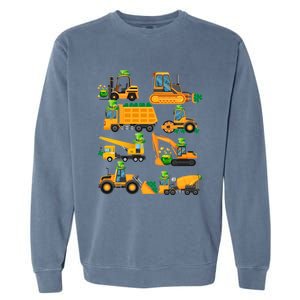 Construction Vehicle St Patricks Day Shamrock Funny Truck Cool Gift Garment-Dyed Sweatshirt