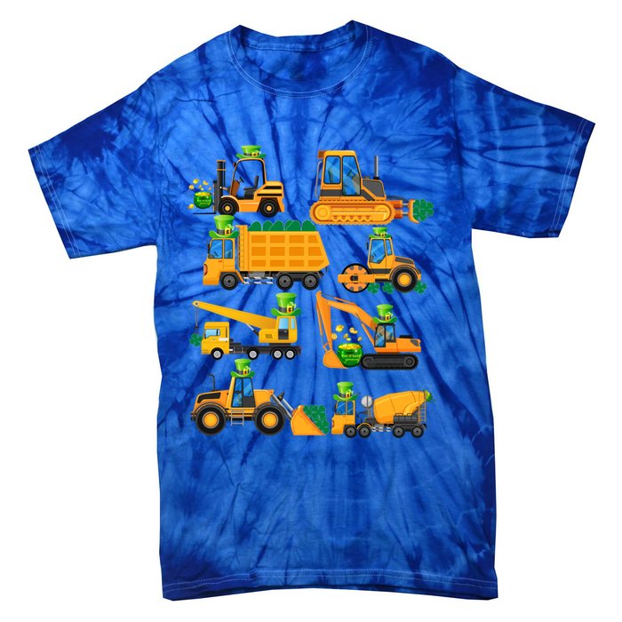 Construction Vehicle St Patricks Day Shamrock Funny Truck Cool Gift Tie-Dye T-Shirt