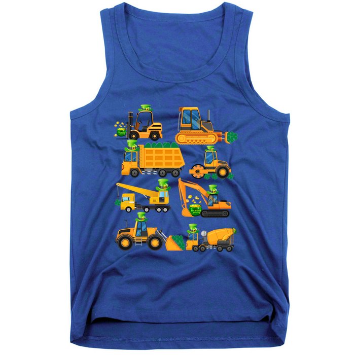 Construction Vehicle St Patricks Day Shamrock Funny Truck Cool Gift Tank Top