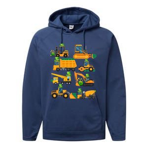 Construction Vehicle St Patricks Day Shamrock Funny Truck Cool Gift Performance Fleece Hoodie