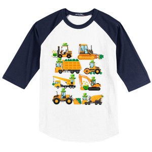 Construction Vehicle St Patricks Day Shamrock Funny Truck Cool Gift Baseball Sleeve Shirt